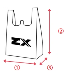 Bag height, width and gusset dimensions diagram