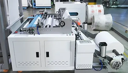 <p>Max width of unwinding 1300MM, max diameter of unwinding 1000MM.</p>

<p>Auto feeding, Photocell eye tracking, Auto rectifying deviation, Magnet powder tension control, folding sealing by ultrasonic welding, and custom-made round embossing mould.</p>
