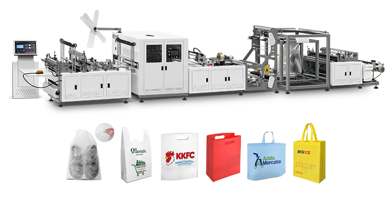 Non-Woven Box Bag Making Machine With Online Handle 